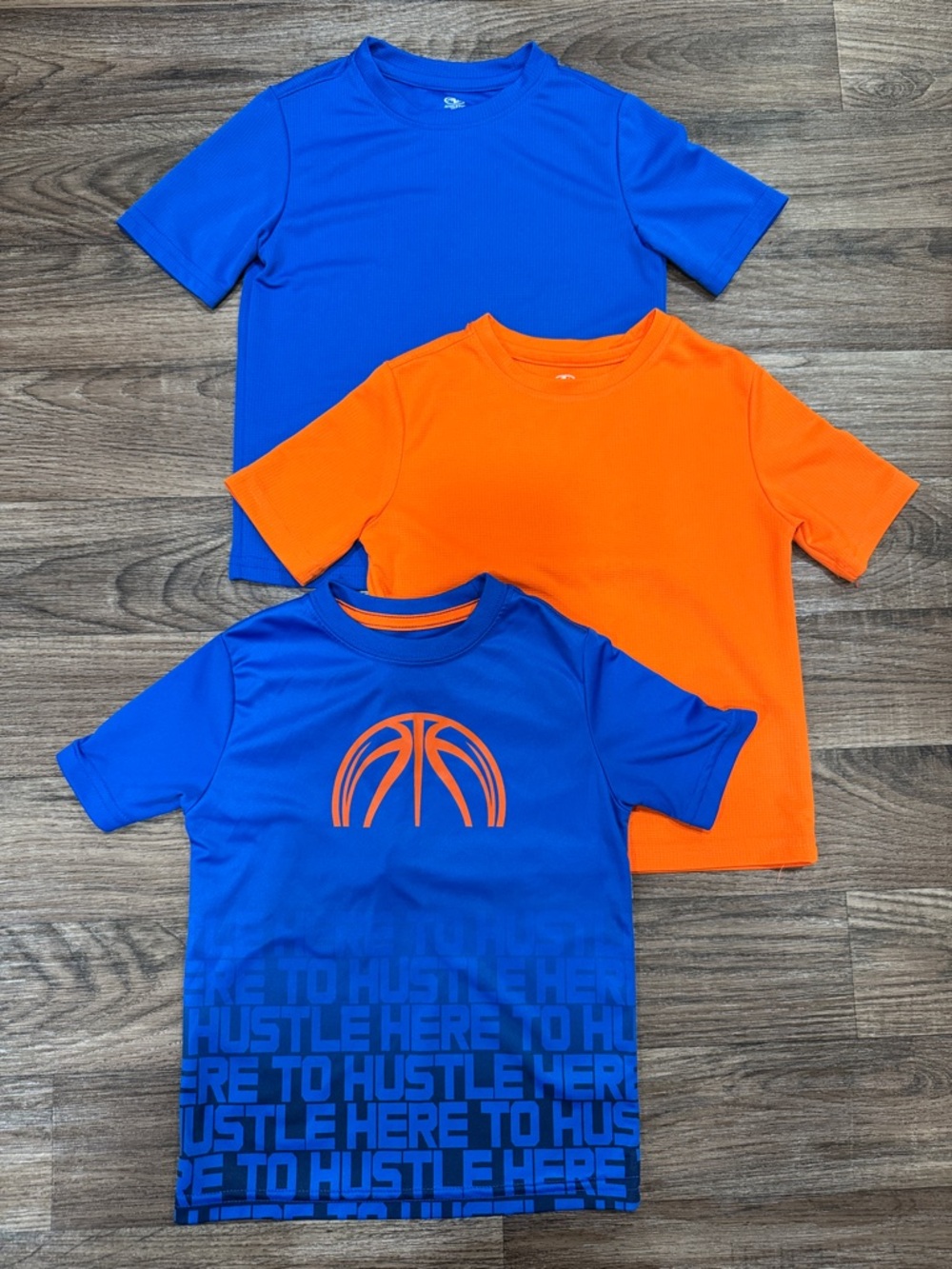 Kids Blue and Orange Performance T-Shirts Set